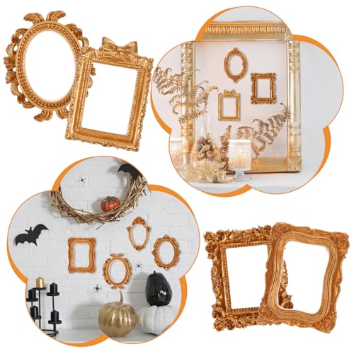Ouligay 8pcs Mini Vintage Gold Picture Frames Set for Crafts