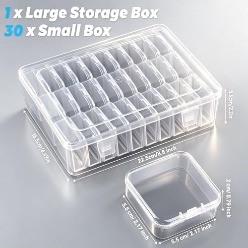 Moritic 30-Piece Clear Plastic Jewelry Organizer Cases, 2.17 x 2.17 inch