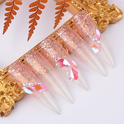 MEILINDS 100pcs Nail Art Rhinestones Set - Mixed Shape Glass Gems & Beads