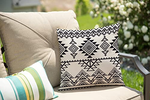 Solekla Tribal Art Throw Pillow Cover 18x18 Inch - Primitive Geometric Pattern, Double-Sided Cotton Linen Cushion Case, SL02