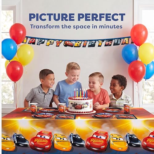 Disney Cars Birthday Party Decoration Set - Banner and Tablecloth