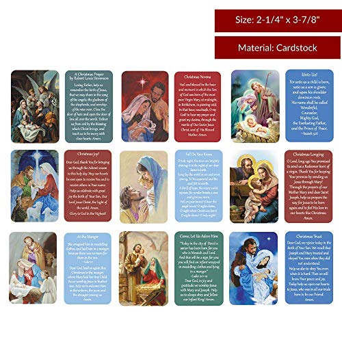 Christmas Prayer Cards Assortment - Nativity Scene Scripture & Prayers, 54 Pack