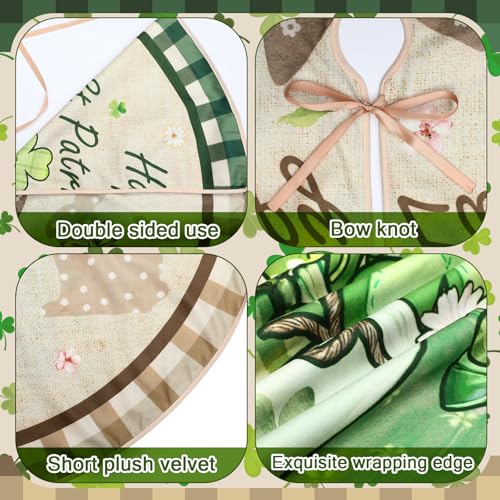 Zomiboo 36 Inch St. Patrick's Day Easter Tree Skirt Clover Happy Easter Bunny Double Sided Print Mat for St. Patrick's Day Holiday Party Home Indoor Decorations