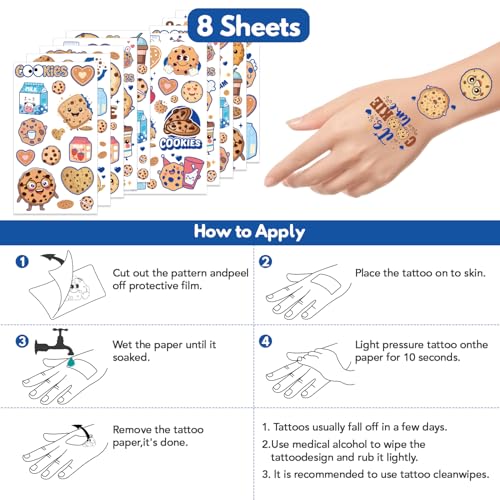 Cookie Temporary Tattoos - 280 Pcs Sweet Birthday Party Favors