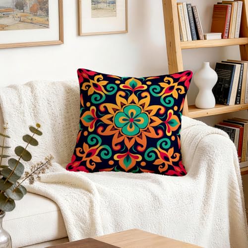 ORMAN Boho Mandala Throw Pillow Covers 18x18 Inch, Set of 4, Style 1