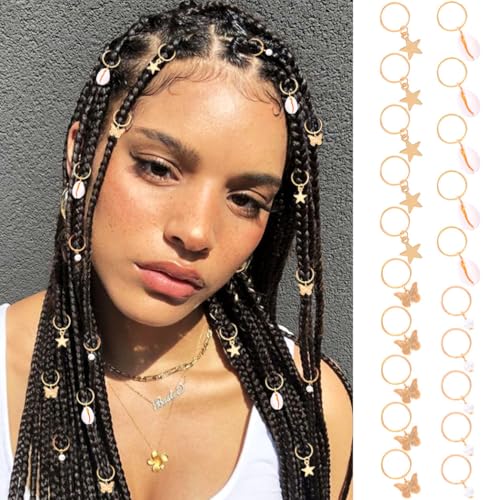Formery Butterfly & Pearl Braid Charms 20pcs Gold Loc Accessories