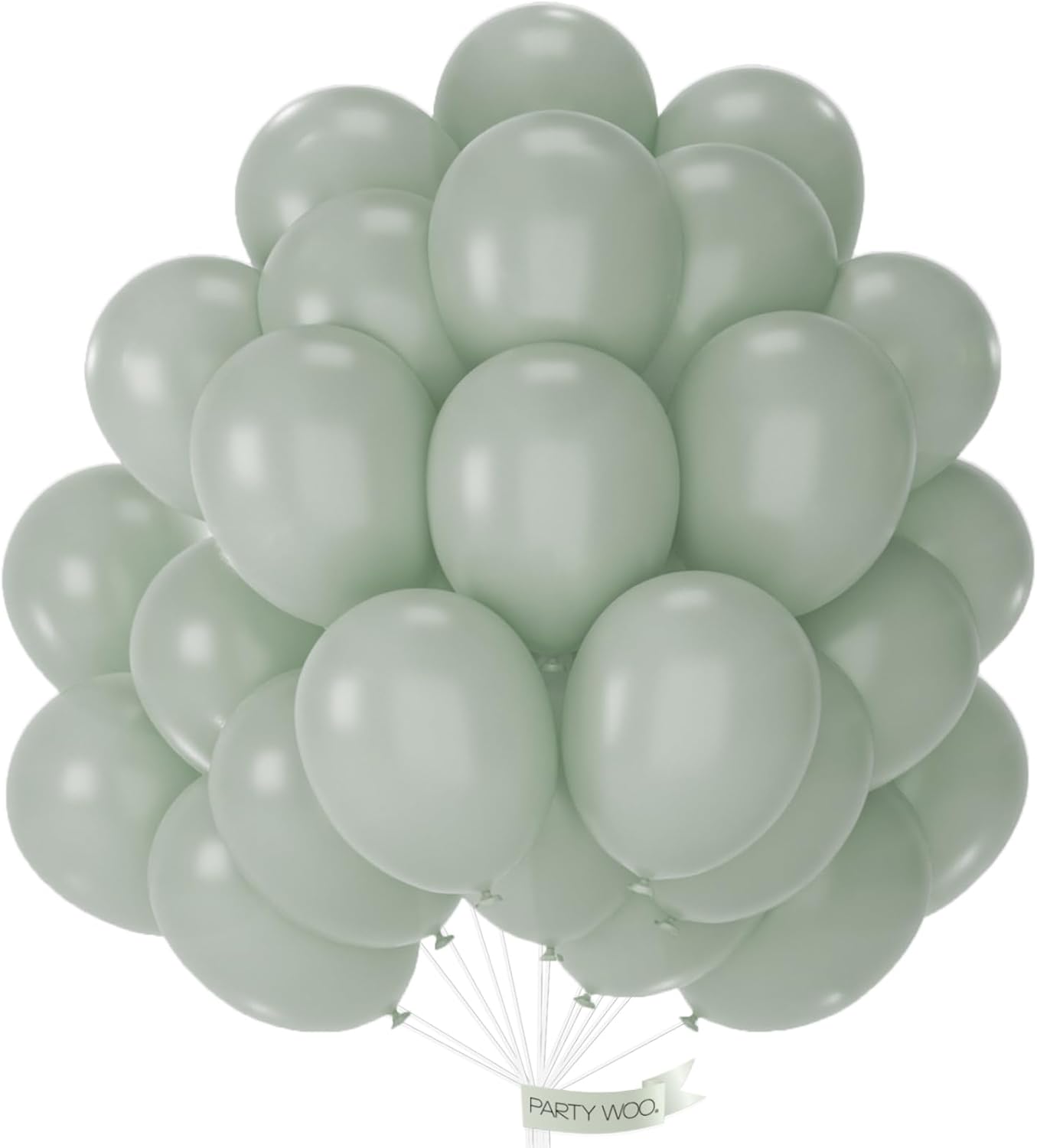PartyWoo Dusty Green Balloons - 50pcs 12 Inch Sage Olive Eucalyptus Latex for Baby Shower & Wedding Decor