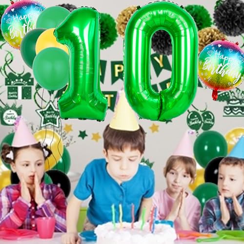 20th Birthday Balloons Set - 22 Pcs Green & Gold Decorations