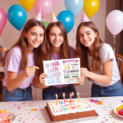 Happy 14th Birthday Card for Girls & Boys - Unique Gift Idea