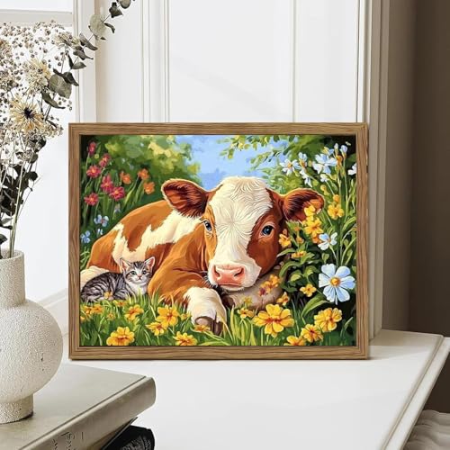 DAZZLEDOTS 5D Diamond Art Kit - Farm with Cows for Beginners 16x12