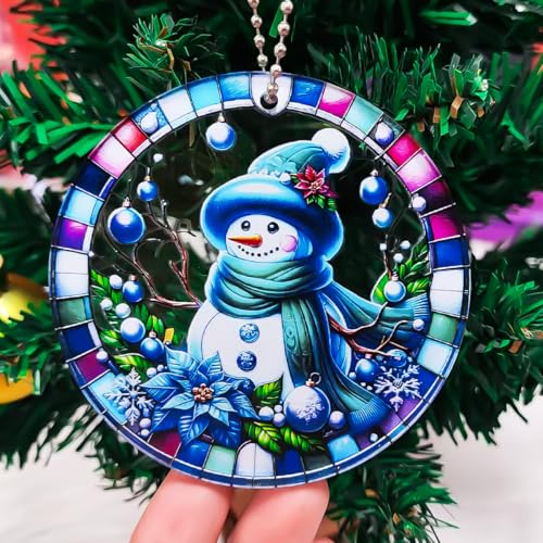 Acrylic Snowman Christmas Tree Ornament with Gift Box