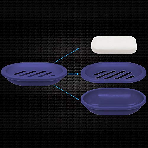 Self-Draining Soap Dish Holder - 2 Pack, Purple Oval Design