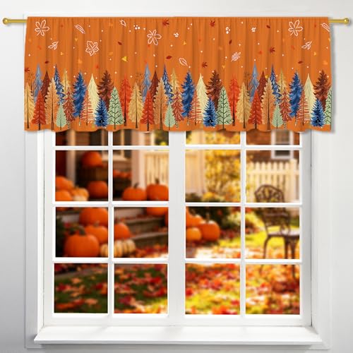 Fall Watercolor Tree Valance Curtain 18x54 for Kitchen & Living Room