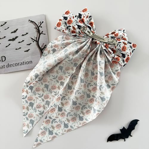 Halloween Big Bow Hair Clip Ghost Pumpkin Hair Ribbon Barrette