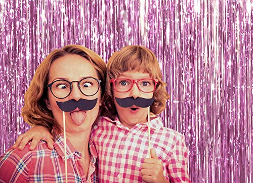 Pink Door Streamers Tinsel Curtain Party Backdrop - 3.28ft x 6.56ft, Pink Girls Valentine's Day Decoration - Variation 01-pink