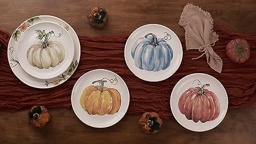 Bico Pumpkin Feast Salad Plates Set of 4 - 8.75 Inch Ceramic Dinnerware for Salad & Appetizers