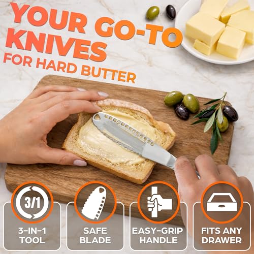 2-Piece Stainless Steel Butter Knife Set with Grater Blade