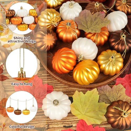 Multi Color Fall Pumpkin Tree Ornaments 12 Pcs Mini Hanging Pumpkin Balls