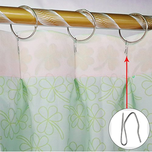 Nydotd 58PCS Rustproof Stainless Steel Curtain Hooks - 1.2 Inch Silver