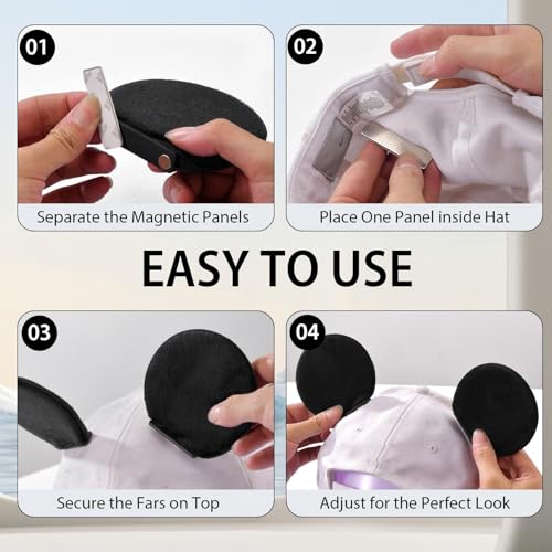 ZIYIZE Black Magnetic Mouse Ears for Hats - Clip-On Accessory