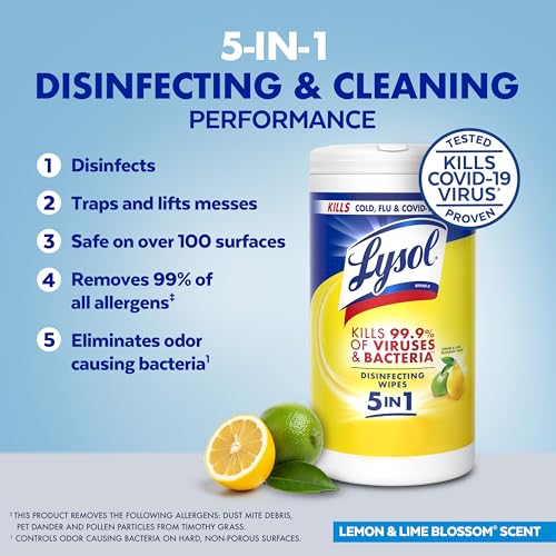 Lysol Disinfectant Wipes, Multi-Surface Antibacterial, Lemon & Lime, 80 Count