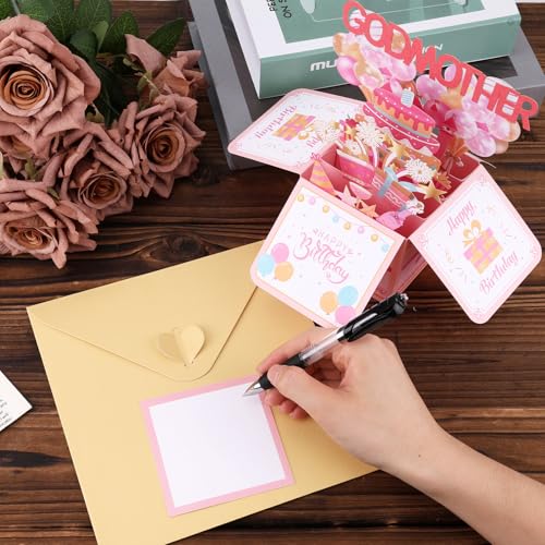 Happy Birthday Godmother Pop Up Card - 3D Greeting Card Gift