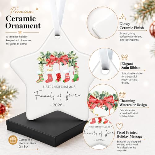 Personalized Our First Christmas as a Family of Five Ornament 2026