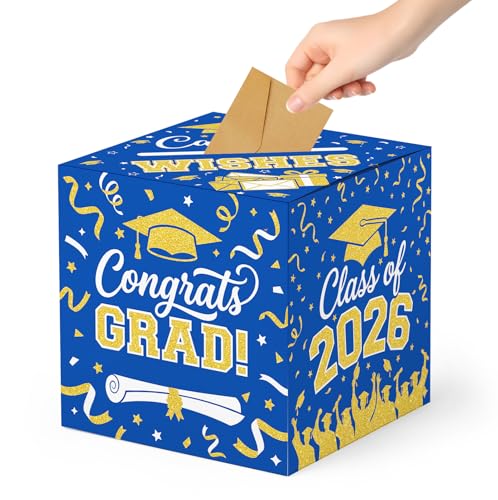 Graduation Card Box 2026 - Class of 2026 Gift Holder, 9x9x9