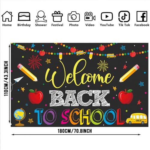 Welcome Back to School Banner - Black Vinyl Party Decoration