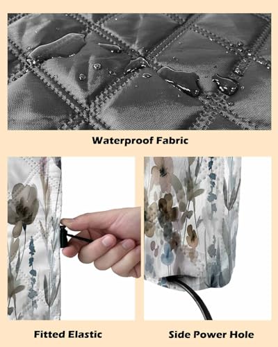 Falaniique 28x20x3.5 Watercolor Floral Indoor AC Cover with Double Insulation, Waterproof & Adjustable - Saddlebrown