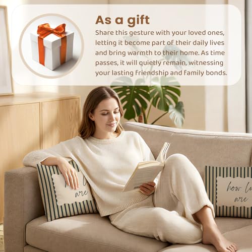 FOPENEM Lucky Inspirational Pillow Cover 12x20 White Farmhouse Decor