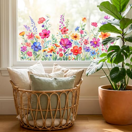 Double-Sided Wildflower Window Clings | Glue-Free Floral Decor