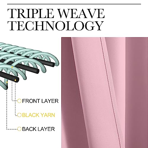 NICETOWN Blackout Curtains - Crystal Pink Room Darkening Drapes, 42x78 Set of 2