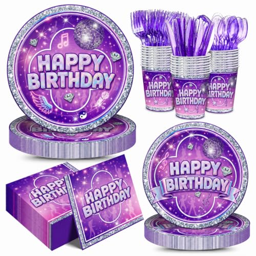 168pcs Music Party Supplies Set, Disposable Tableware for 24 Guests