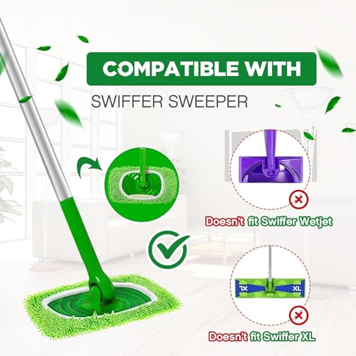 Febsow Reusable Microfiber Mop Pads for Swiffer Sweeper, 6 Pack