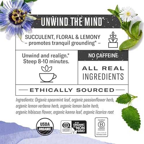 Numi Organic De-Stress Herbal Tea, 16 Caffeine-Free Bags