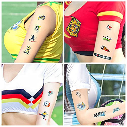 TopFunny Soccer Temporary Tattoos, 87Pcs Waterproof Fake Body Stickers