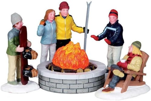 Lemax Fire Pit Set of 5 - Battery Operated (4.5V) for Cozy Outdoor Gatherings