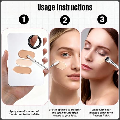 TIKIYOUN Stainless Steel Makeup Palette and Spatula Set for Foundation Mixing