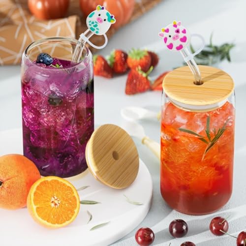 4-Pack Cow Silicone Straw Toppers for Stanley Cup Tumblers