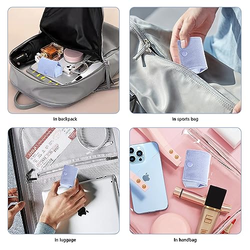 Light Blue Compact Velvet Ring Box with Plush Interior