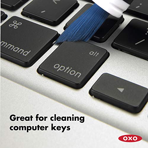 OXO Good Grips Electronics Cleaning Brush - Blue, Soft Bristles & Silicone Wiper