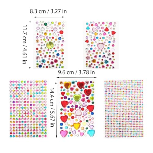 Zucosue 1500 Pcs Self-Adhesive Rhinestone Stickers, Acrylic Gem Jewels for Crafts, Face, Body, and Nail Art