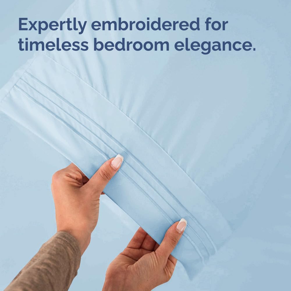 Skiennix Queen Pillow Cases Set of 2 - Ultra Soft Hotel Quality - Wrinkle Free & Stain Resistant - Sky Blue