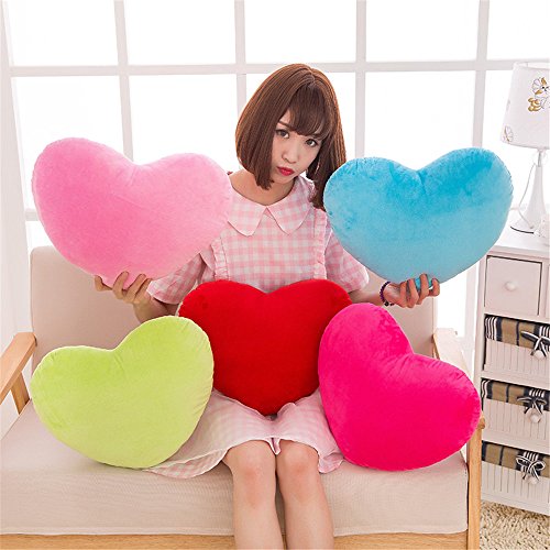 Red Heart-Shaped Plush Throw Pillow - Soft Decorative Cushion 30x38cm