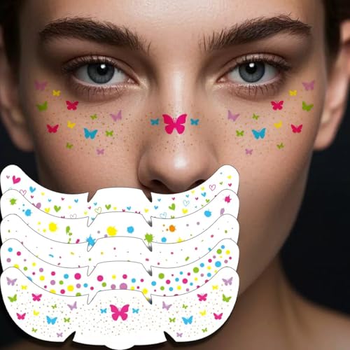 Rainbow Pride Glitter Freckles Face Tattoo 5-Pack