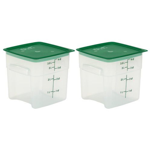 Cambro Food Storage Containers with Lids (Microwave Safe and BPA-Free) - 4 QT (Quart) Square Food Storage Container with Lid (2 Pack)