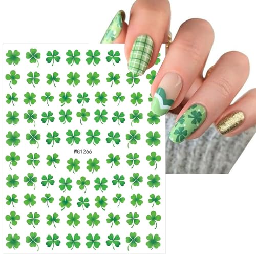 St. Patrick's Day Nail Stickers - 8 Sheets Lucky Shamrock Decals