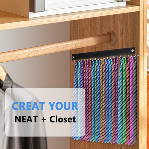Wall Mounted Tie Rack with 20 Hooks - Space Saving Organizer