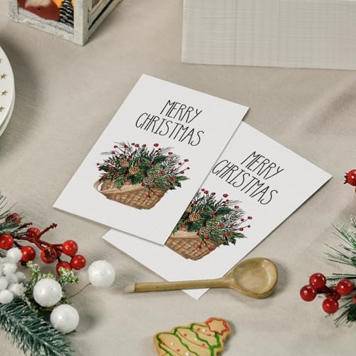 100 Christmas Disposable Paper Napkins Holly Berry Holiday Party Decor
